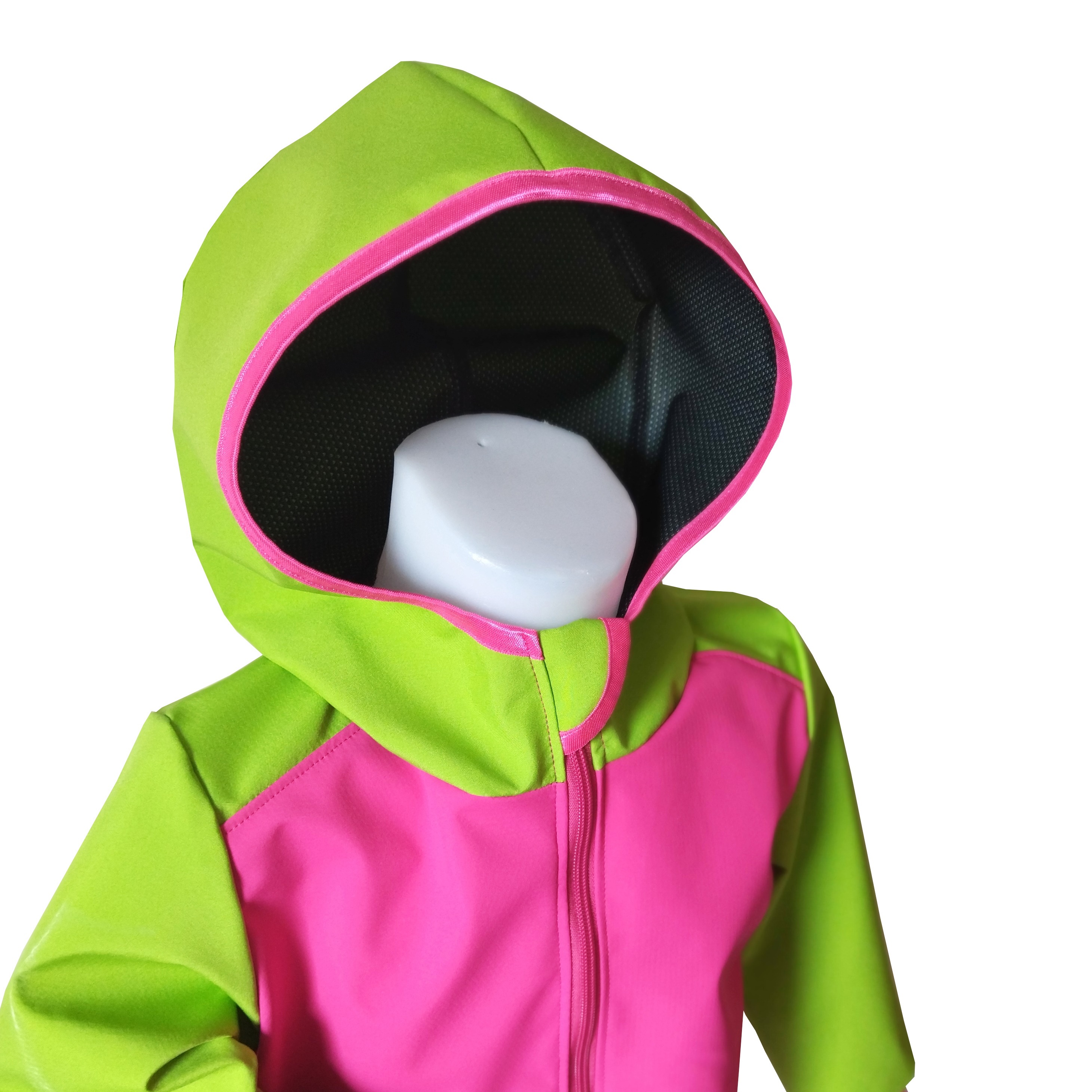 Akce Softshellová bunda NEZATEPLENÁ,  tmavě růžová/ limetková, vel. 98