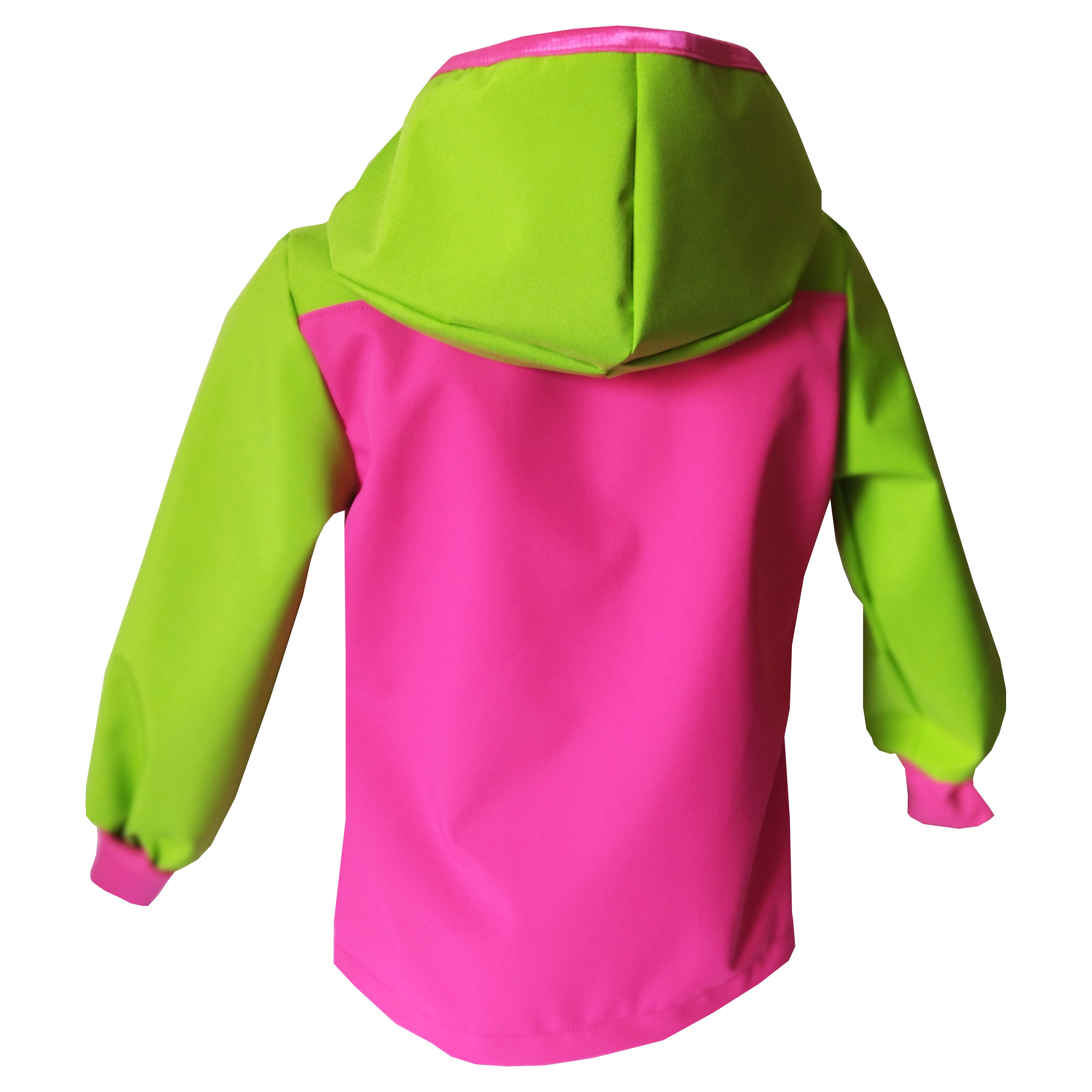 Akce Softshellová bunda NEZATEPLENÁ,  tmavě růžová/ limetková, vel. 98