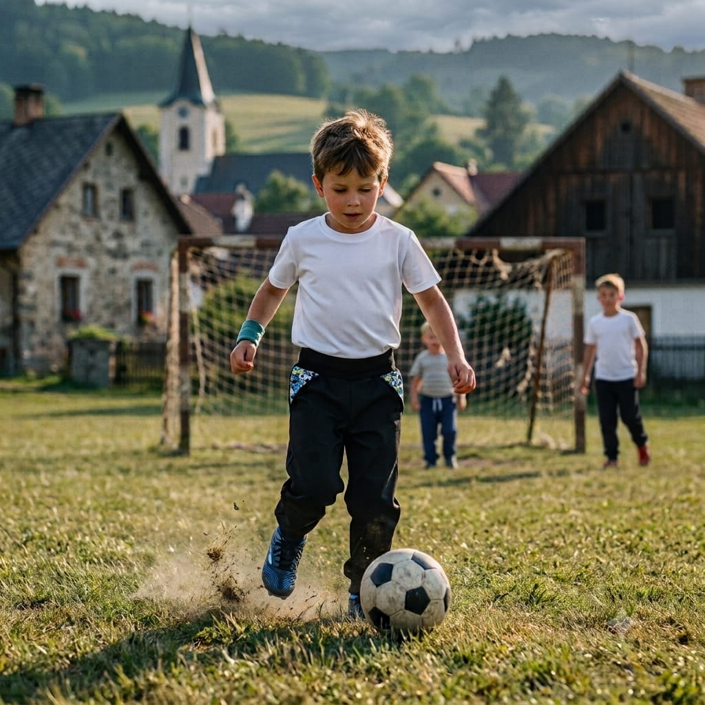 Dětské softshellové kalhoty - nezateplené, Fotbal, černé