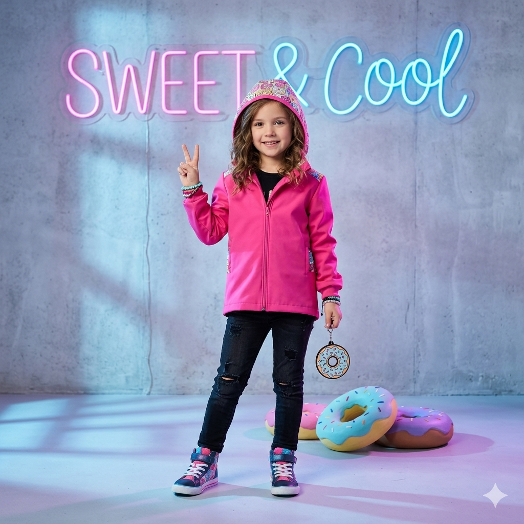 AKCE Dětská letní softshellová bunda bez zateplení, Donut, tmavě růžová, vel. 104