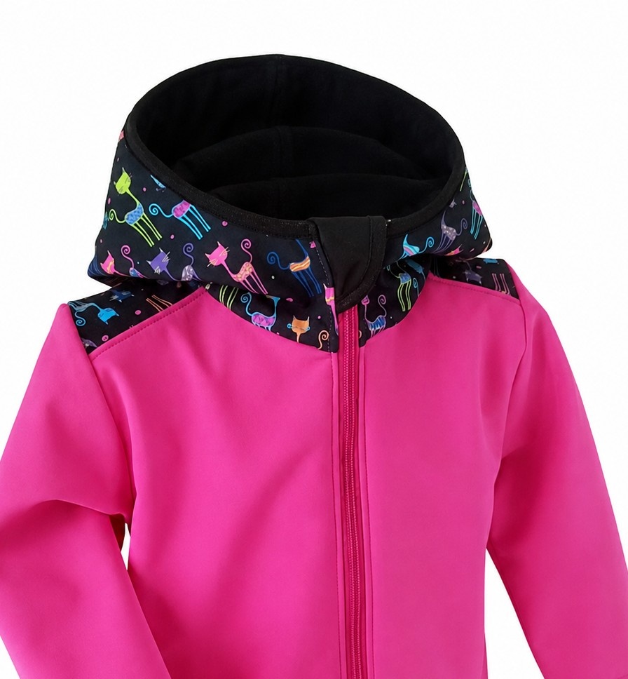 Akce Softshellová bunda s fleecem, Kočičky, růžová, vel. 104