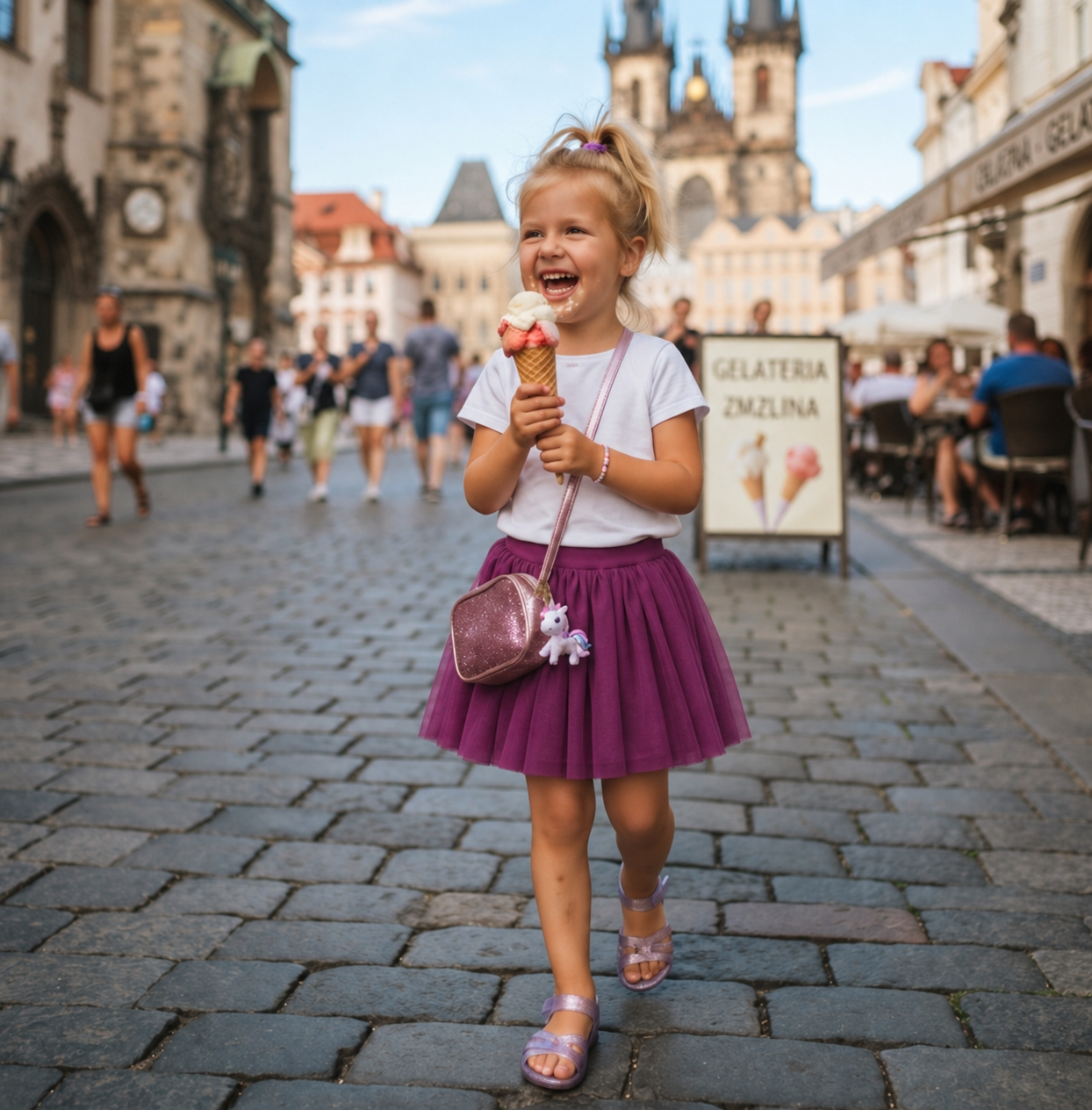 Dětská tylová tutu sukně s podšívkou – nastavitelný pas, fialová