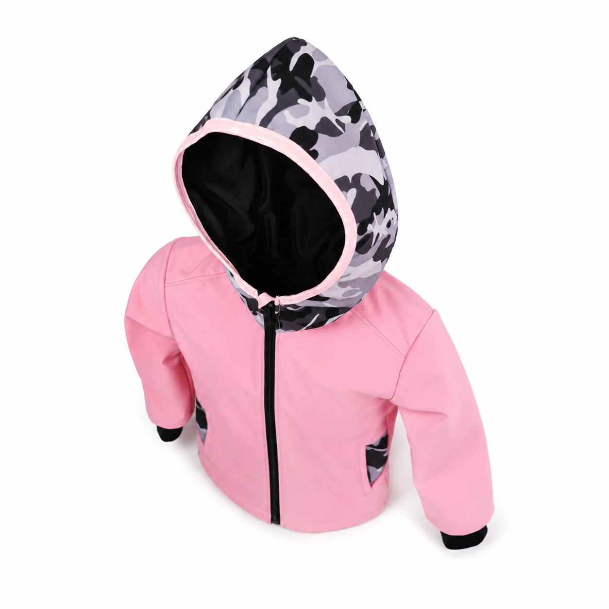 AKCE Softshellová bunda s fleecem, Maskáč, světle růžová, vel. 92