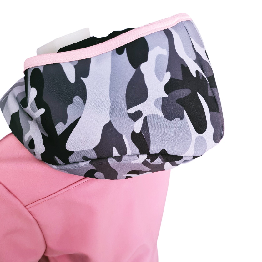 AKCE Softshellová bunda s fleecem, Maskáč, světle růžová, vel. 92