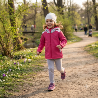 Dívčí softshellová bunda s fleecem, Mořský svět, tmavě růžový