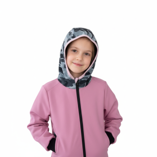 AKCE Softshellová bunda s fleecem, Maskáč, světle růžová, vel. 92