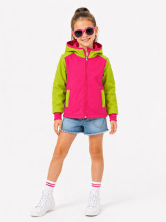 Akce Softshellová bunda NEZATEPLENÁ,  tmavě růžová/ limetková, vel. 98