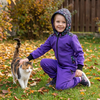 Akce Softshellová bunda s fleecem, Kočičky, levandulová, vel. 104