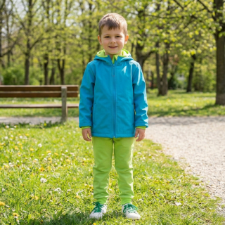 AKCE Dětská softshellová souprava s membránou modro-zelená, vel. 104