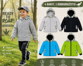 Dětská letní softshellová bunda bez zateplení, Dinosauři, 4 barevné varianty
